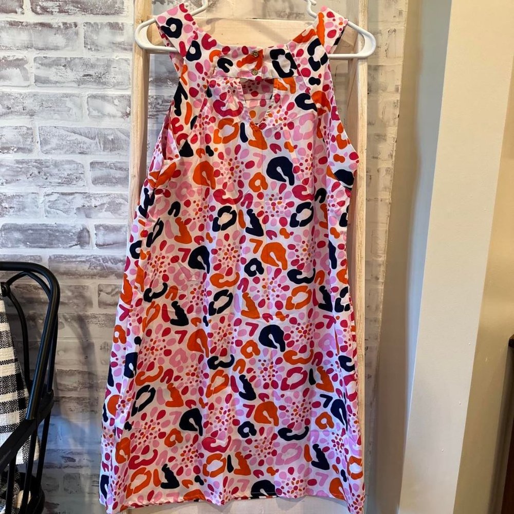 Buckhead Betties Womens Size Large Sleeveless Multicolor Geometric Print Dress